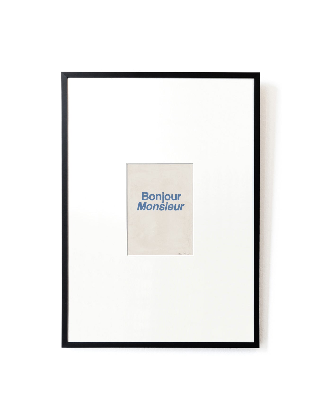 Bonjour Monsieur card artwork framed