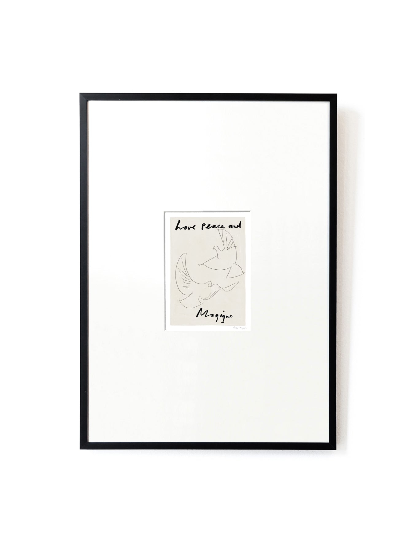Love Peace and Magique card artwork framed